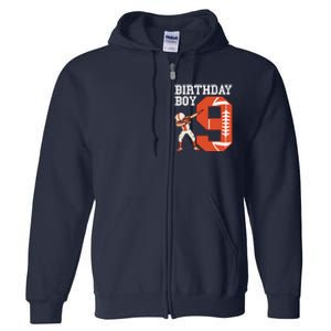 9 Years Old Football Player 9th Football Birthday Full Zip Hoodie