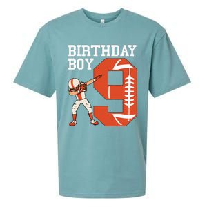 9 Years Old Football Player 9th Football Birthday Sueded Cloud Jersey T-Shirt