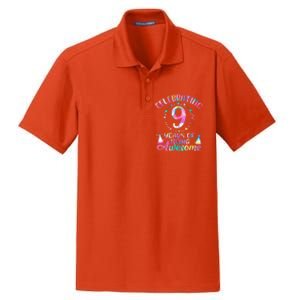 9 Years Of Being Awesome 9 Years Old 9th Birthday Tie Dye Dry Zone Grid Polo