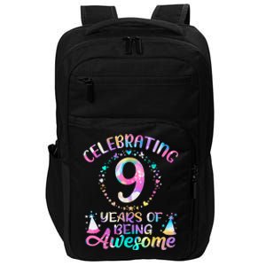 9 Years Of Being Awesome 9 Years Old 9th Birthday Tie Dye Impact Tech Backpack