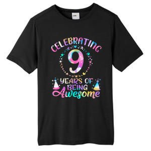 9 Years Of Being Awesome 9 Years Old 9th Birthday Tie Dye Tall Fusion ChromaSoft Performance T-Shirt