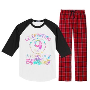 9 Years Of Being Awesome 9 Years Old 9th Birthday Tie Dye Raglan Sleeve Pajama Set