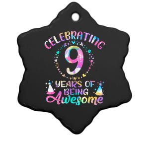 9 Years Of Being Awesome 9 Years Old 9th Birthday Tie Dye Ceramic Star Ornament