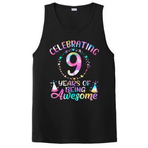 9 Years Of Being Awesome 9 Years Old 9th Birthday Tie Dye PosiCharge Competitor Tank