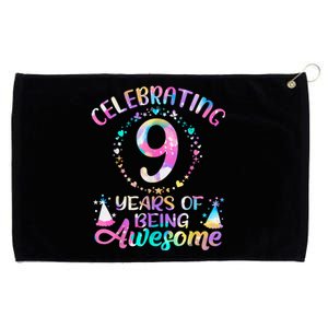 9 Years Of Being Awesome 9 Years Old 9th Birthday Tie Dye Grommeted Golf Towel