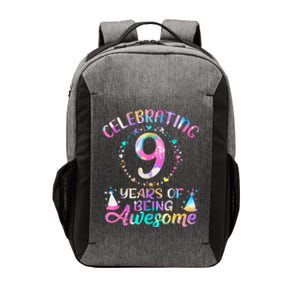 9 Years Of Being Awesome 9 Years Old 9th Birthday Tie Dye Vector Backpack