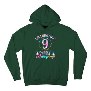 9 Years Of Being Awesome 9 Years Old 9th Birthday Tie Dye Hoodie