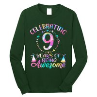 9 Years Of Being Awesome 9 Years Old 9th Birthday Tie Dye Long Sleeve Shirt