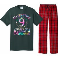 9 Years Of Being Awesome 9 Years Old 9th Birthday Tie Dye Pajama Set