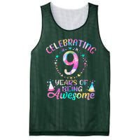 9 Years Of Being Awesome 9 Years Old 9th Birthday Tie Dye Mesh Reversible Basketball Jersey Tank