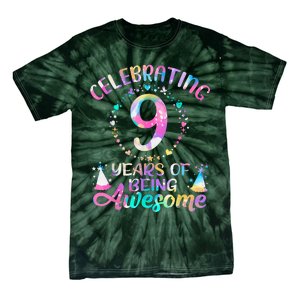 9 Years Of Being Awesome 9 Years Old 9th Birthday Tie Dye Tie-Dye T-Shirt