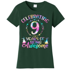 9 Years Of Being Awesome 9 Years Old 9th Birthday Tie Dye Women's T-Shirt