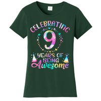 9 Years Of Being Awesome 9 Years Old 9th Birthday Tie Dye Women's T-Shirt