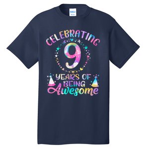 9 Years Of Being Awesome 9 Years Old 9th Birthday Tie Dye Tall T-Shirt