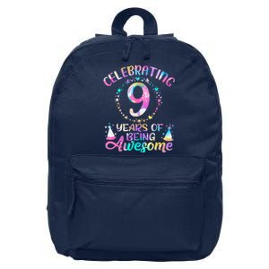 9 Years Of Being Awesome 9 Years Old 9th Birthday Tie Dye 16 in Basic Backpack