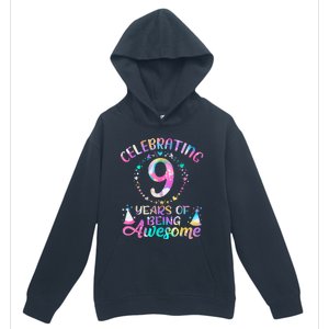 9 Years Of Being Awesome 9 Years Old 9th Birthday Tie Dye Urban Pullover Hoodie