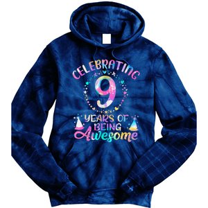 9 Years Of Being Awesome 9 Years Old 9th Birthday Tie Dye Tie Dye Hoodie