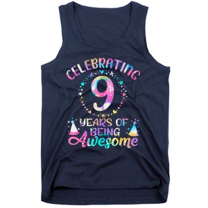 9 Years Of Being Awesome 9 Years Old 9th Birthday Tie Dye Tank Top