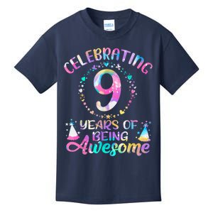 9 Years Of Being Awesome 9 Years Old 9th Birthday Tie Dye Kids T-Shirt