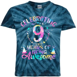 9 Years Of Being Awesome 9 Years Old 9th Birthday Tie Dye Kids Tie-Dye T-Shirt