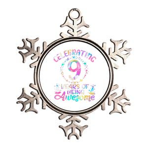 9 Years Of Being Awesome 9 Years Old 9th Birthday Tie Dye Metallic Star Ornament