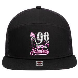 90 Years Old Gifts 90 & Fabulous 90th Birthday Pink Diamond 7 Panel Mesh Trucker Snapback Hat