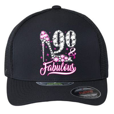 90 Years Old Gifts 90 & Fabulous 90th Birthday Pink Diamond Flexfit Unipanel Trucker Cap