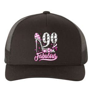 90 Years Old Gifts 90 & Fabulous 90th Birthday Pink Diamond Yupoong Adult 5-Panel Trucker Hat