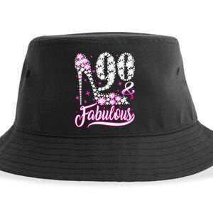 90 Years Old Gifts 90 & Fabulous 90th Birthday Pink Diamond Sustainable Bucket Hat