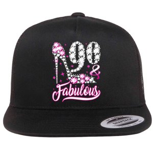 90 Years Old Gifts 90 & Fabulous 90th Birthday Pink Diamond Flat Bill Trucker Hat