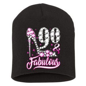 90 Years Old Gifts 90 & Fabulous 90th Birthday Pink Diamond Short Acrylic Beanie