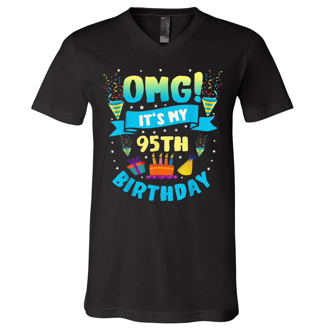 95 Year Old OMG It'S My 95th Birthday V-Neck T-Shirt