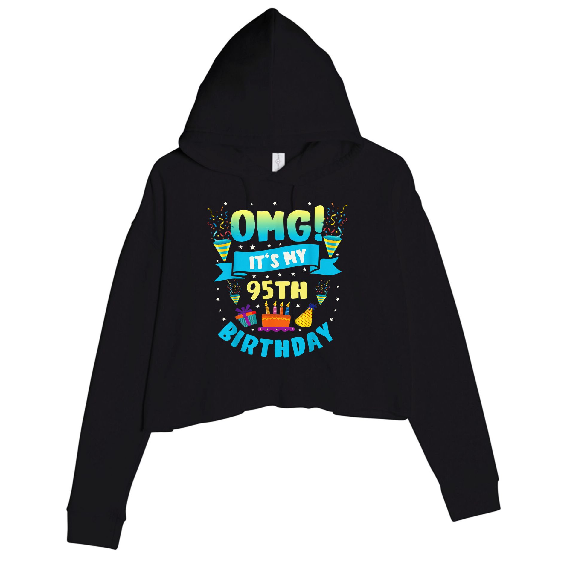 95 Year Old OMG It'S My 95th Birthday Crop Fleece Hoodie