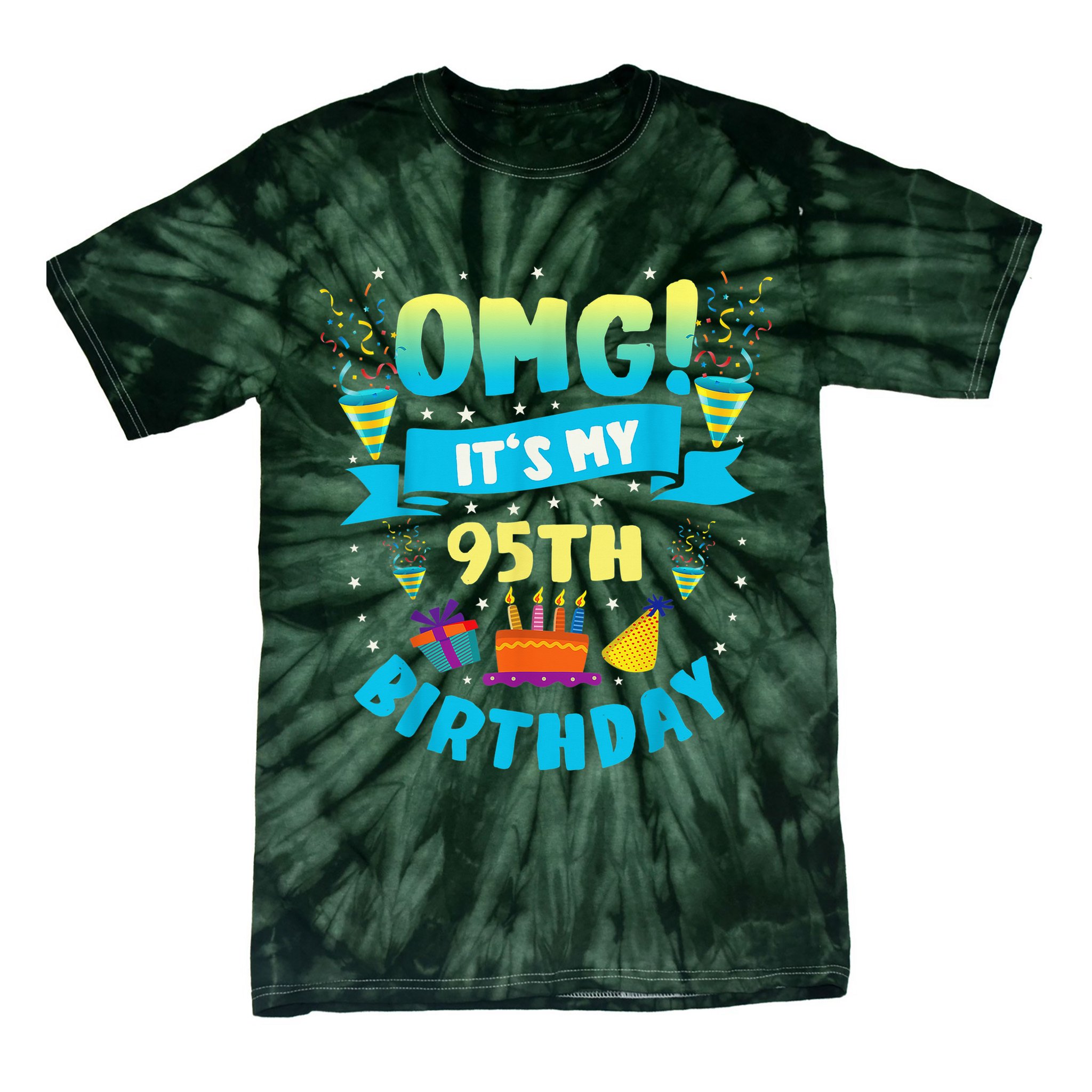 95 Year Old OMG It'S My 95th Birthday Tie-Dye T-Shirt