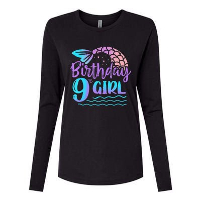 9 Year Old Gift Mermaid Tail 9th Birthday Daughter Womens Cotton Relaxed Long Sleeve T-Shirt