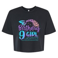 9 Year Old Gift Mermaid Tail 9th Birthday Daughter Bella+Canvas Jersey Crop Tee