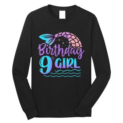 9 Year Old Gift Mermaid Tail 9th Birthday Daughter Long Sleeve Shirt