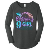 9 Year Old Gift Mermaid Tail 9th Birthday Daughter Women's Perfect Tri Tunic Long Sleeve Shirt