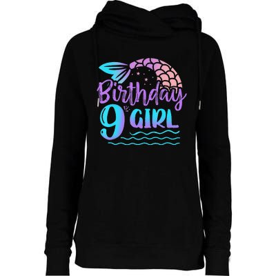 9 Year Old Gift Mermaid Tail 9th Birthday Daughter Womens Funnel Neck Pullover Hood