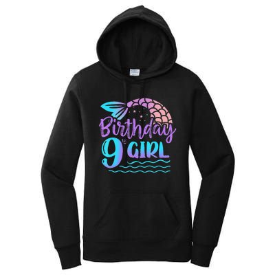 9 Year Old Gift Mermaid Tail 9th Birthday Daughter Women's Pullover Hoodie