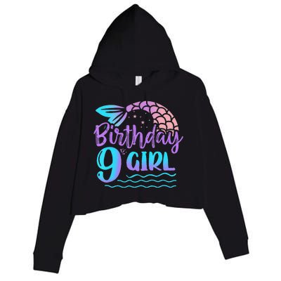 9 Year Old Gift Mermaid Tail 9th Birthday Daughter Crop Fleece Hoodie