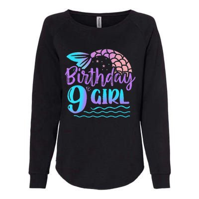 9 Year Old Gift Mermaid Tail 9th Birthday Daughter Womens California Wash Sweatshirt