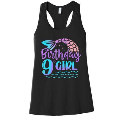 9 Year Old Gift Mermaid Tail 9th Birthday Daughter Women's Racerback Tank