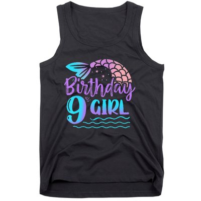 9 Year Old Gift Mermaid Tail 9th Birthday Daughter Tank Top