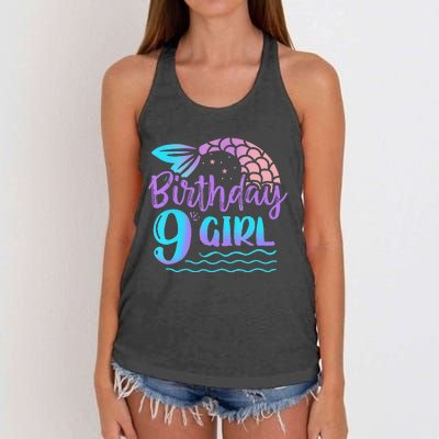 9 Year Old Gift Mermaid Tail 9th Birthday Daughter Women's Knotted Racerback Tank