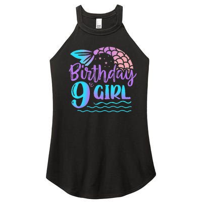 9 Year Old Gift Mermaid Tail 9th Birthday Daughter Women's Perfect Tri Rocker Tank