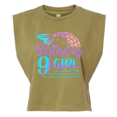 9 Year Old Gift Mermaid Tail 9th Birthday Daughter Garment-Dyed Women's Muscle Tee