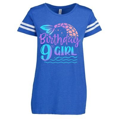 9 Year Old Gift Mermaid Tail 9th Birthday Daughter Enza Ladies Jersey Football T-Shirt