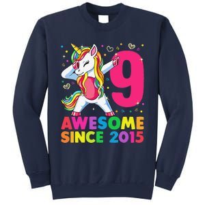 9 Years Old Unicorn Dabbing 9th Birthday Girl Unicorn Party Sweatshirt