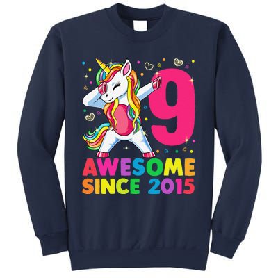 9 Years Old Unicorn Dabbing 9th Birthday Girl Unicorn Party Sweatshirt